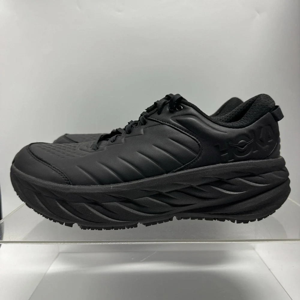 Hoka One One Bondi SR Black 1110520 BBLC Slip Resistant Leather Men's Size 11.5